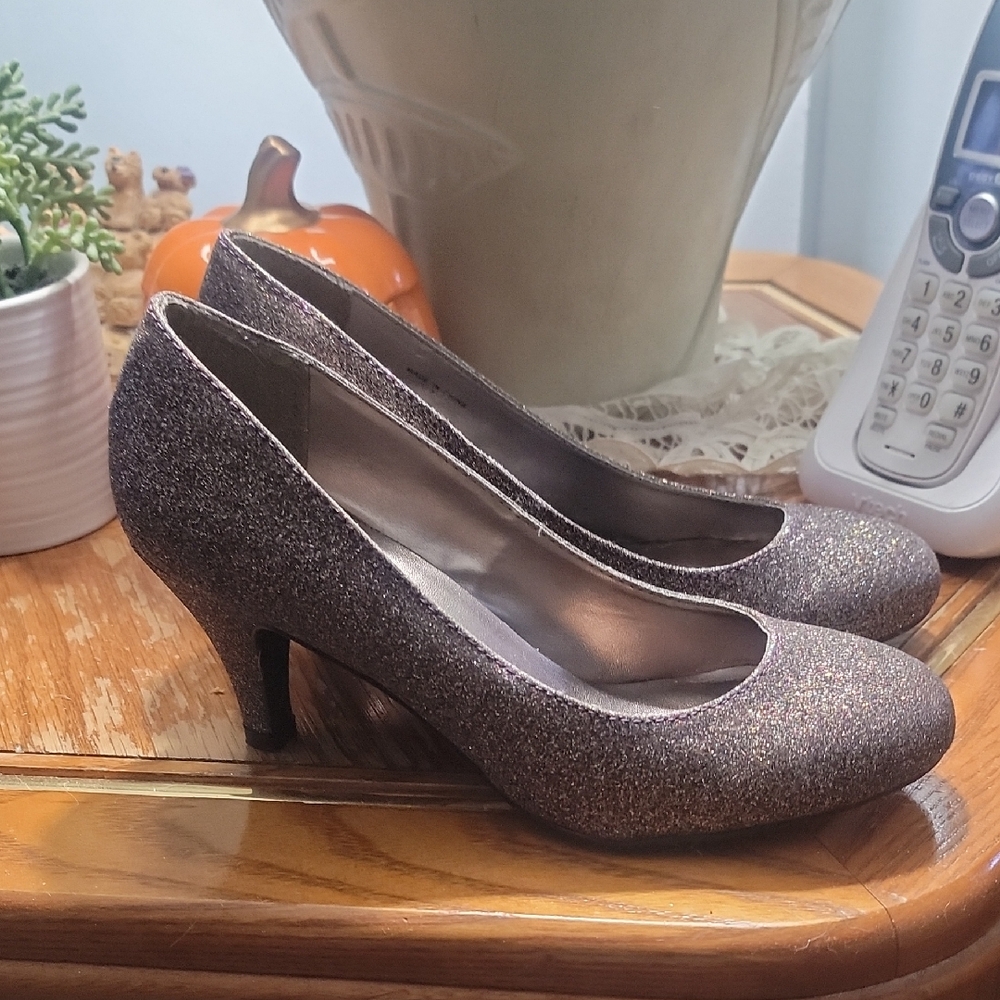 Call It Spring Glitter Heels - Silver Sparkle